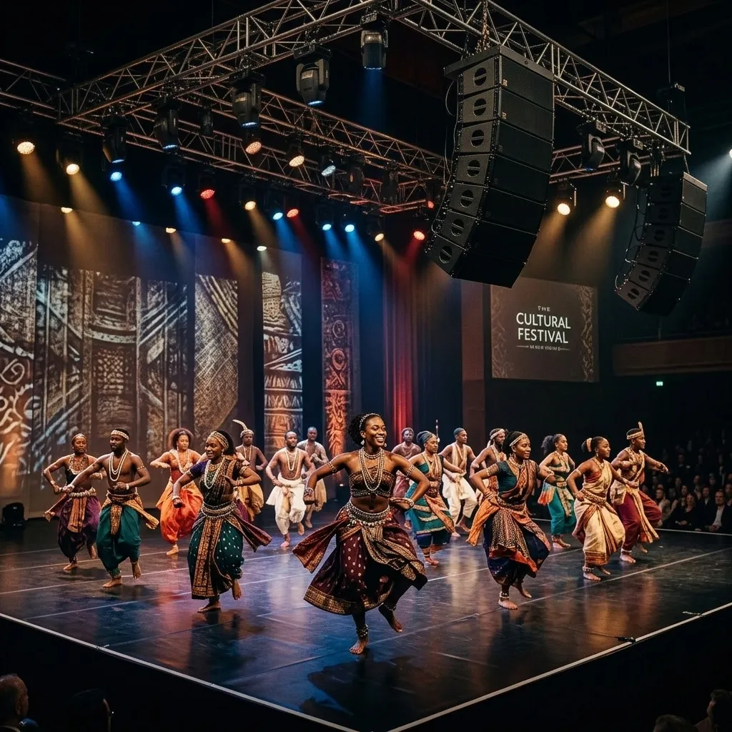 Montaje de escenario e iluminación de un evento producido por Sonnos Media